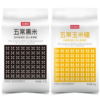 裕道府  五常黑米 1kg+裕道府 五常玉米碴 1kg 五谷杂粮混搭组合