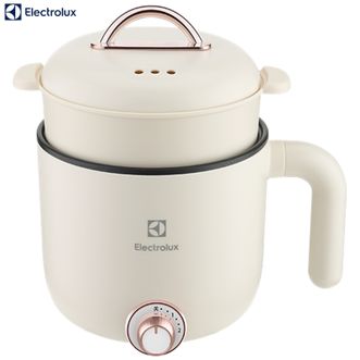 伊莱克斯/Electrolux  0.8L电煮锅电蒸锅电火锅多功能锅 宿舍煮面煮粥煲汤蒸蛋器涮锅多用途锅煎炒锅料理锅电炖锅煮面锅电热锅EGSC-5110米白