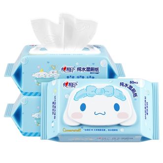 心相印  湿厕纸80片*3包 擦去99%细菌 大耳狗款