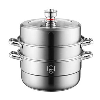 炊大皇（COOKER KING）  304不锈钢家用三层蒸锅  28cm定时防干烧加厚加高大容量蒸煮锅