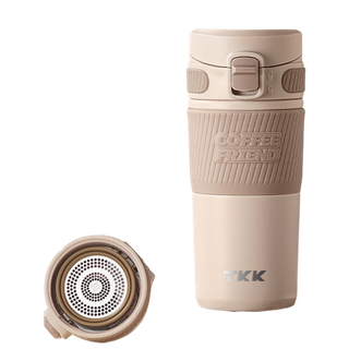 TKK  布鲁斯咖啡杯保温杯办公室茶水分离泡茶杯  薄荷粉450ml TKK2001