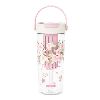 NONOO  桃之夭夭Tritan拎拎壶塑料杯高颜值带茶仓便携随手杯 桃夭白 680ml   NP680L1