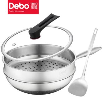 德铂（Debo）  卡勒汉斯B蒸炒锅 家用32cm双面蜂窝316不锈钢不粘锅上蒸下煮炒菜锅