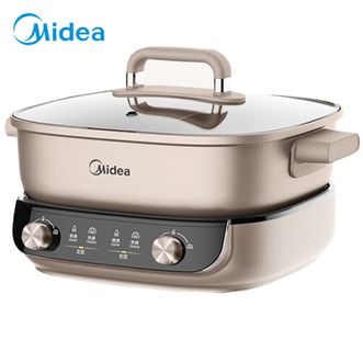 美的/Midea  电火锅  【分体式鸳鸯锅】6.5L电煮锅多功能锅3分06秒分区电热锅多用途锅  HGS303015