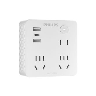 飞利浦/Philips  12WPD苹果快充晶钻魔方USB插座转换器/86型转换插座插头/Typec插座扩展/一转六插座 无线独立开关