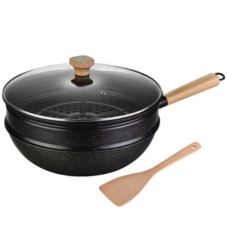 翰乐 麦饭石不粘炒锅+蒸笼电磁炉煤气灶通用HL-T08飘香甄品 翰乐 麦饭石不粘炒锅+蒸笼电磁炉煤气灶通用HL-T08飘香甄品