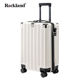 洛克兰/ROCKLAND  先锋系列拉链轻箱款前置挂钩硬箱行李箱 男女结实耐用拉杆箱旅行箱 拉链-白色28寸