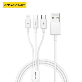 品胜(PISEN)  一线多用三合一充电线三口速充3A大电流数据线PVC材质