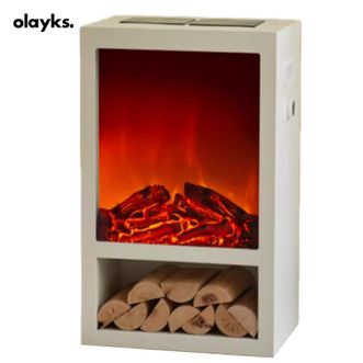 olayks.  电暖器家用取暖电器仿真火焰动态炭火电壁炉暖风机即开即热 白色