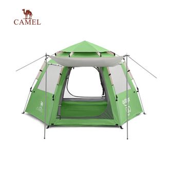 骆驼/Camel  便携式折叠户外露营 钛银六角自动速开帐篷 （菁草绿）
