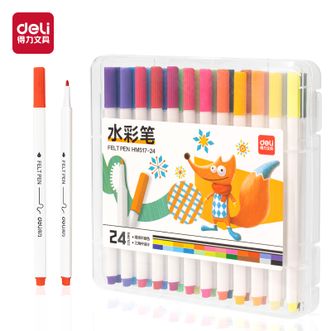 得力/deli  三角杆二十四色可水洗水彩笔 HM517-24