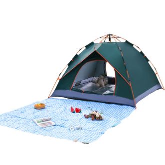徽羚羊  帐篷2x1.5m绿色*1+ 野餐垫1.5x2m黄白格*1
