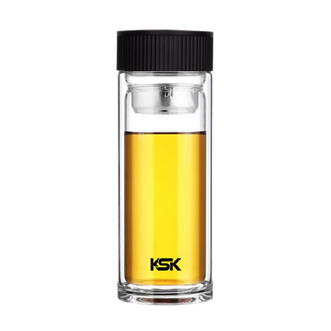 KSK  双层玻璃杯高硼硅耐高温茶水分离杯300ml     KBL-300-8