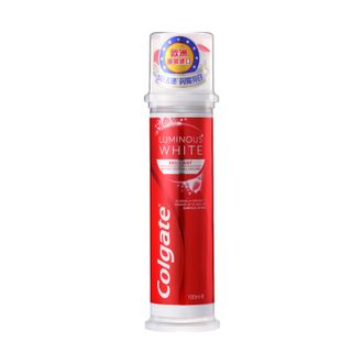 高露洁（Colgate）欧洲进口耀白去渍直立按压式泵式美白牙膏100ml 5倍去渍 