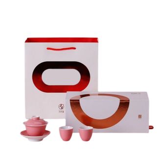 万仟堂盖碗套装陶瓷家用功夫茶具套装中式高档送礼一剪梅梅粉釉