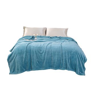 凯诗风尚 精品法兰绒毛毯 超柔盖毯床单 专柜同款 孔雀蓝