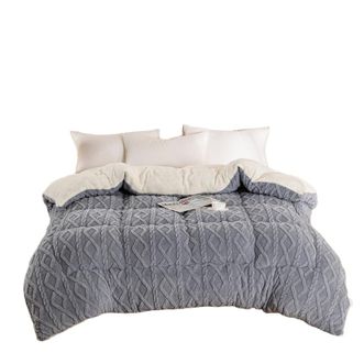 宜恋  极地锁温 塔芙绒北极绒加厚冬被 灰色 2.0米6斤 灰色