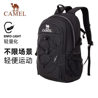 骆驼/Camel  户外双肩包徒步旅行运动登山包书包大容量轻便防泼水背包 A9W3C3135A 黑色
