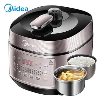 美的/Midea  电压力锅5L容量家用多功能双钢胆IH电磁大火力双胆自动排气高压锅浓香系列智能电压力锅