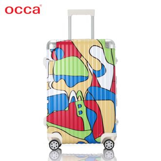 OCCA拉杆箱20寸登机箱个性涂鸦拉杆箱行李箱时尚潮人纯PC旅行箱万向轮托运箱设计师涂鸦款