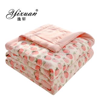 逸轩/yixuan  夏被加宽包边水洗棉卡通印花吸湿透气新疆棉花夏凉被 凌香 草莓 100*150cm单夏被