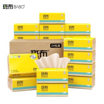 斑布  BASE系列气垫压花软抽纸巾3层100抽*24包/箱 原生竹浆纸湿水不掉屑餐巾纸卫生纸擦手纸生活用纸