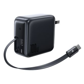 倍思/Baseus  氮化镓自带伸缩线100W多口充电器  适用iPhone17 16手机华为小米笔记本电脑