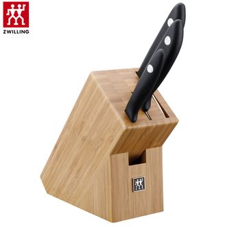 双立人  TWIN Point S竹制插刀架四件套 刀具套装 中片刀多用刀蔬菜刀插刀架
