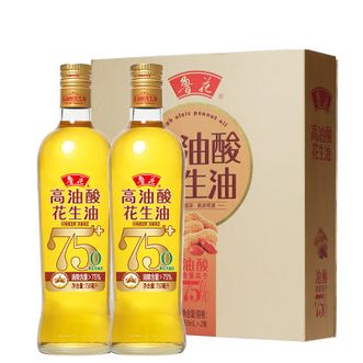 鲁花  食用油 5S 物理压榨 高油酸花生油750ml*2礼盒 油酸含量高于75%
