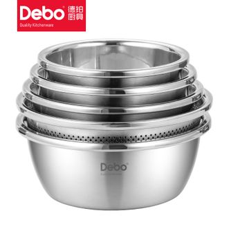 Debo  加厚不锈钢米筛沥水盆密孔篮洗菜淘米漏盆家用洗菜果篮希莫尔     DEP-DZ662