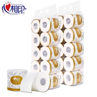 心相印卷纸【恒金系列110克*2提20卷】卫生纸家用厕纸有芯卷纸纸巾卷纸