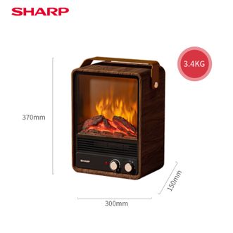 夏普/Sharp  仿真炭火暖风机家用复古桌面取暖器速热省电卧室客厅热风机办公室立式电暖器壁炉式 HX-AM204A-M
