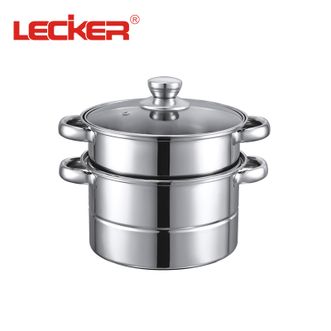 lecker  蒸锅 家用不锈钢蒸锅双层蒸笼蒸煮两用厨房蒸锅锅具K-R50-7