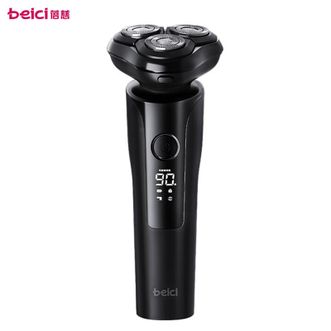 蓓慈/Beici  剃须刀三刀头电动刮胡刀刮胡子 全身水洗3D浮动刀头LED屏幕男士充电剃胡须刀X2静夜黑