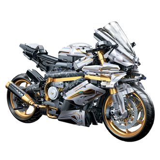 星涯优品  儿童益智拼装积木玩具1:5白金宝马摩托车（静态版）儿童节礼物