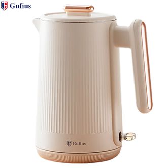古菲斯（GUFIUS）  1.8L电水壶电热水壶烧水壶 双层防烫暖水壶家用电器电开水壶GFSH-1807米白色