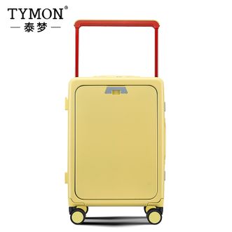 泰梦/TYMON  漫步星空宽拉杆行李箱 前置电脑仓拉杆箱旅行箱（拉链款）柠檬黄 24寸
