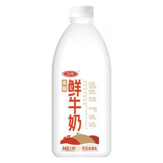 三元（SAN YUAN）  全脂 鲜牛奶 1.8L 大桶家庭装 巴氏杀菌 早餐搭档