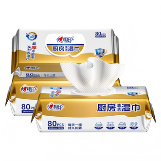 心相印  厨房湿巾80片 去油烟机清洁厨房专用纸湿巾纸杀菌清洗专用