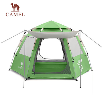 骆驼/Camel  户外露营防晒钛银六角自动速开便携式折叠帐篷133CA6B144菁草绿