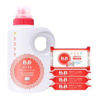 保宁（B&B）  婴幼儿洗衣液抑菌衣物清洁去污远离细菌温和植萃 洗衣液1500ml+洋槐皂200g*4