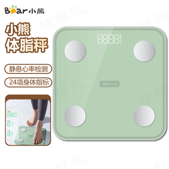 小熊/Bear  电子秤体重秤人体家用运动健身专用一体高精准称重秤电池款无线蓝牙绿色