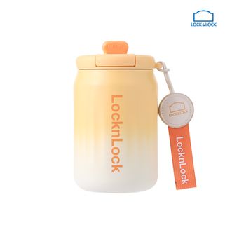 乐扣乐扣（LOCK&amp;LOCK）  家用品 炫彩菱纹咖啡杯 保温保冷 密封不漏 翻盖直饮 水杯 350ml渐橙 LHC6770FU