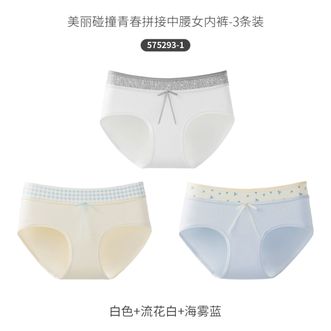 Caramella  内裤女生纯棉三角裤2025新款夏薄款加长裆蝴蝶结短裤575293-1