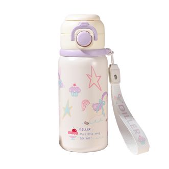迪乐贝尔/DILLER  儿童水杯316不锈钢保温杯学生保温杯婴儿宝宝吸管杯外出水壶 620ml 【一盖双饮】