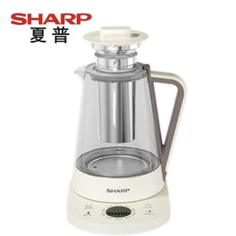 夏普/Sharp  高颜值煮茶器玻璃烧水壶1.5L液体加热器养生壶 KP-WT15L-W 白色 1.5L容量