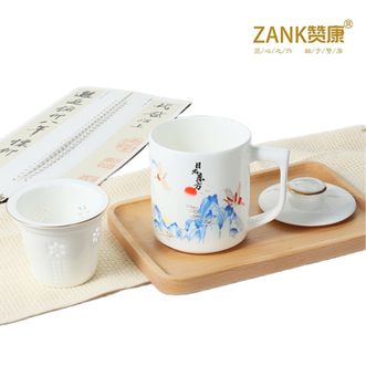 赞康  日出东方办公杯3件套ZK-GRC003 杯子陶瓷杯上班杯子 中式杯子 三件套