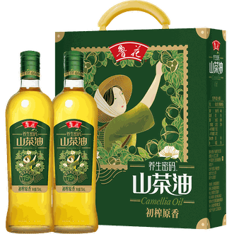 鲁花  山茶油750ml*2礼盒 初榨原香 食用油 春节送礼 团购福利