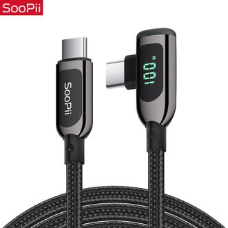 Soopii  弯头LED数显快充数据线 S40CC usb-c数据线 100W充电线 游戏手游吃鸡神器
