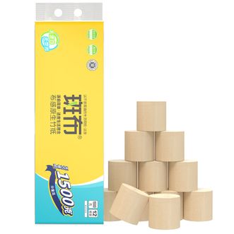 斑布/BABO  无芯卷纸4层125克12卷卫生纸实惠装纸巾厕所原生竹浆本色安心BCW125B12-T